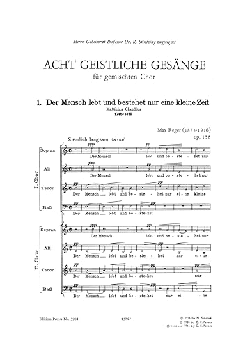 Max Reger - 8 Geistliche Gesange Op.138 (Eight Sacred Songs, Op. 138) image 2