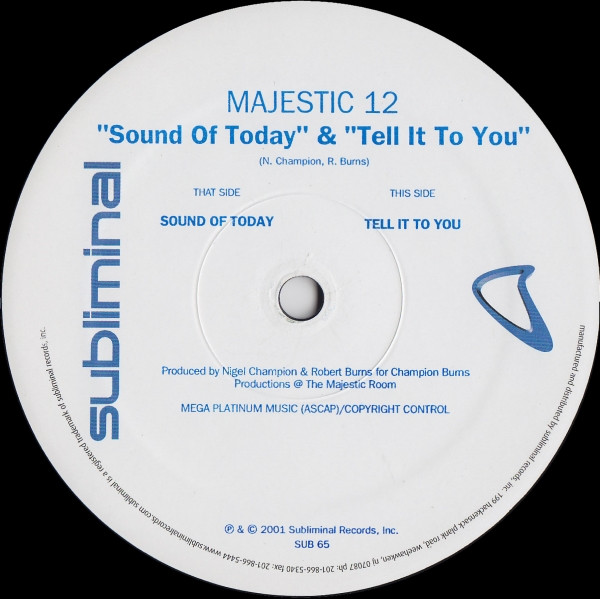 Majestic 12 - Sound Of Today / Tell It To You - Used Vinyl Record 12" image 2