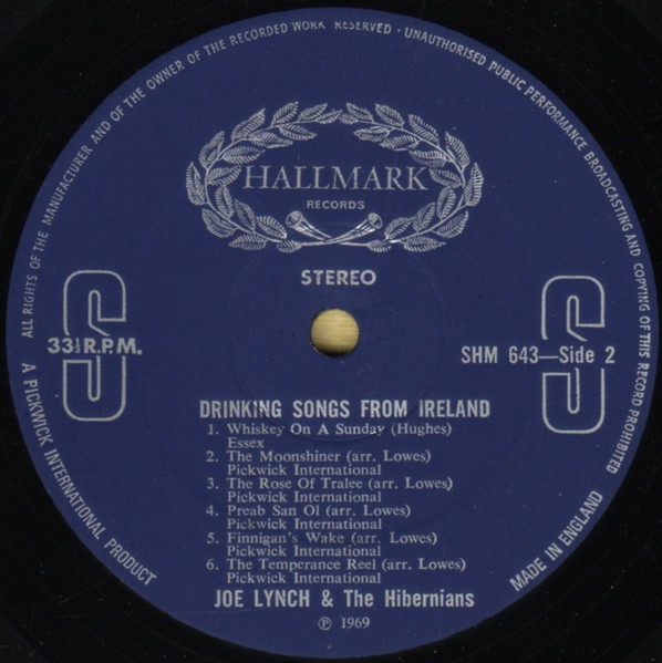 Joe Lynch - Drinking Songs From Ireland - Used Vinyl Record image 3