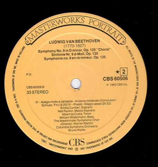 Ludwig van Beethoven - Symphony No. 9 In D Minor ("Choral") - Used Vinyl image 4