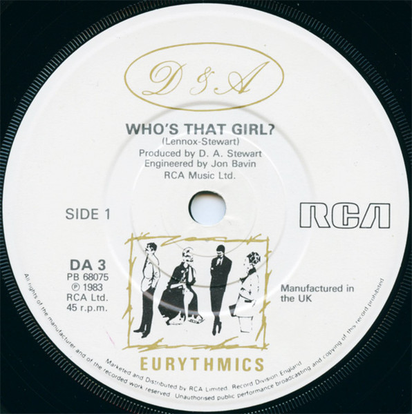 Eurythmics - Who's That Girl? - Used Vinyl Record 7" image 3