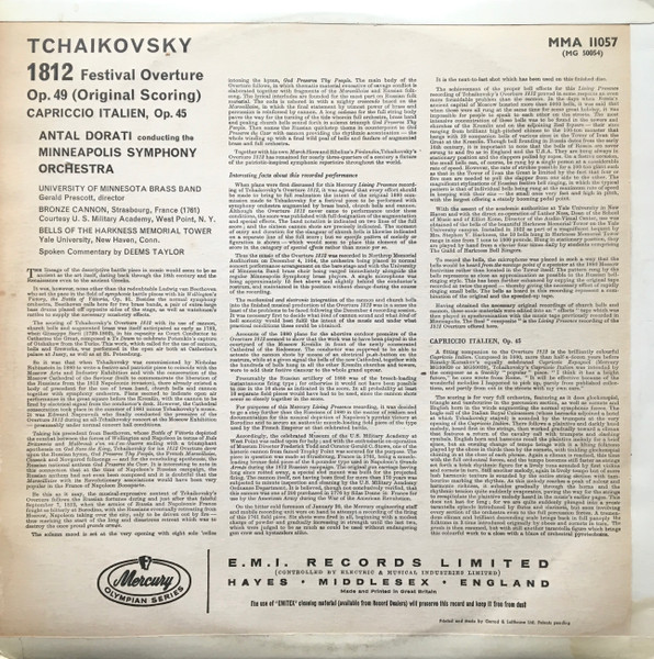 Pyotr Ilyich Tchaiko - 1812 / Capriccio Italien - Used Vinyl Record image 2