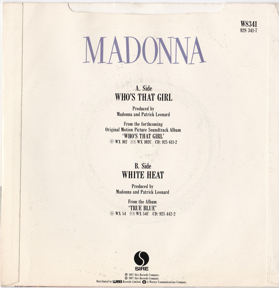 Madonna - Who's That Girl - Used Vinyl Record 7" image 2
