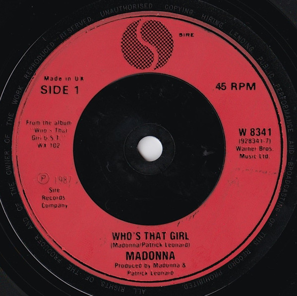 Madonna - Who's That Girl - Used Vinyl Record 7" image 3