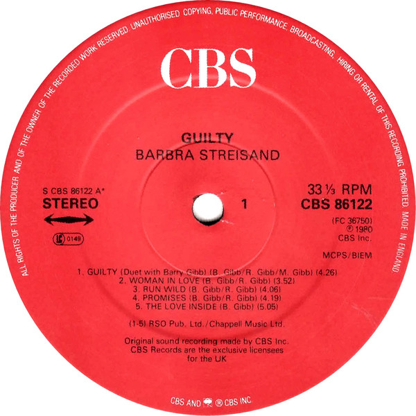 Barbra Streisand - Guilty - Used Vinyl Record image 3