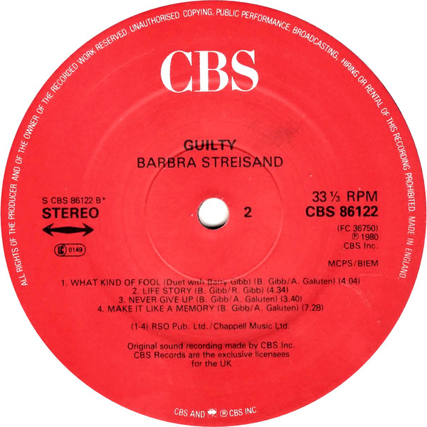 Barbra Streisand - Guilty - Used Vinyl Record image 4