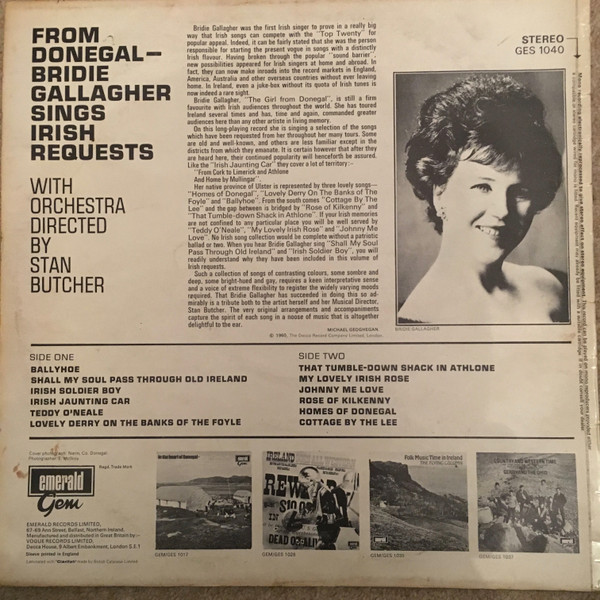 Bridie Gallagher - From Donegal -  Sings Irish Requests - Used Vinyl Re image 2