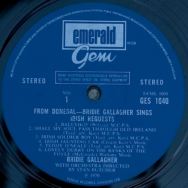Bridie Gallagher - From Donegal -  Sings Irish Requests - Used Vinyl Re image 3