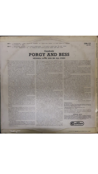 Mundell Lowe And His - Porgy & Bess - Used Vinyl Record image 2