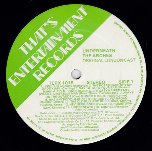 Original London Cast - Underneath The Arches - Used Vinyl Record image 3