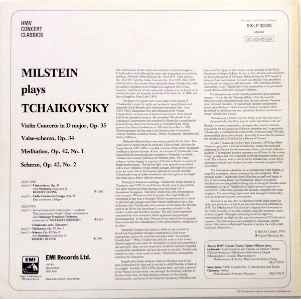 Nathan Milstein - Milstein Plays Tchaikovsky - Used Vinyl Record image 2