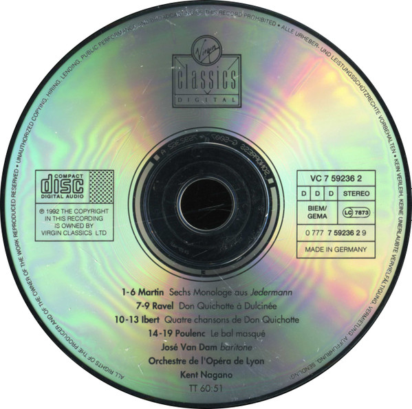 Jose van Dam - Martin · Ravel · Ibert · Poulenc - Used CD image 4