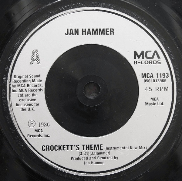 Jan Hammer - Crockett's Theme - Used Vinyl Record 7" image 3