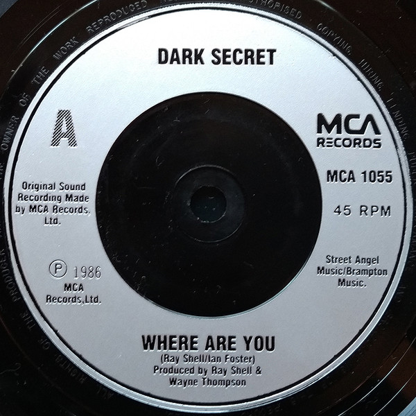 Dark Secret - Where Are You - Used Vinyl Record 7" image 3