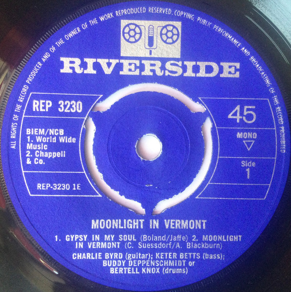 Charlie Byrd - Moonlight In Vermont - Used Vinyl Record 7" image 3