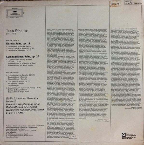 Jean Sibelius - Lemminkainen Suite • Karelia Suite - Used Vinyl Rec image 2
