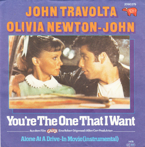 John Travolta - You're The One That I Want - Used Vinyl Record 7" image 2