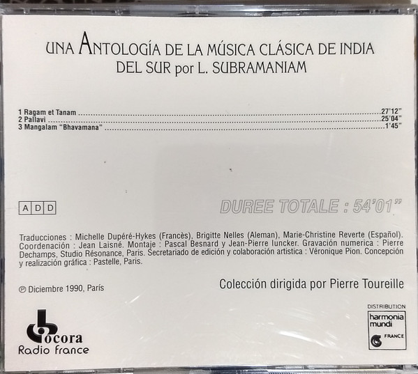 L. Subramaniam - Una Antología de Música De India Del Sur - Used CD image 2