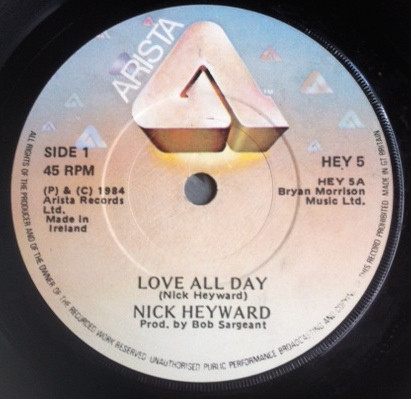 Nick Heyward - Love All Day - Used Vinyl Record 7" image 3