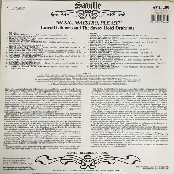 Carroll Gibbons - Music, Maestro, Please - Used Vinyl Record image 2