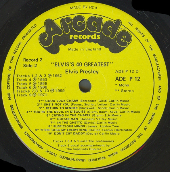 Elvis Presley - 40 Greatest Hits - Used Vinyl Record image 7