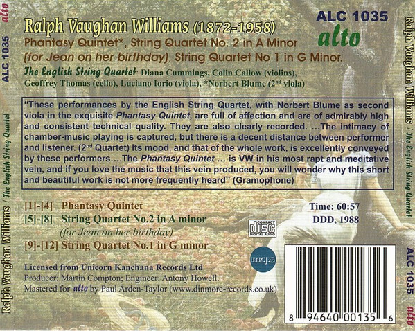 Ralph Vaughan Willia - Phantasy Quintet - String Quartets 1, 2 - Used image 2