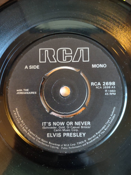 Elvis Presley - It's Now Or Never - Used Vinyl Record 7" image 3