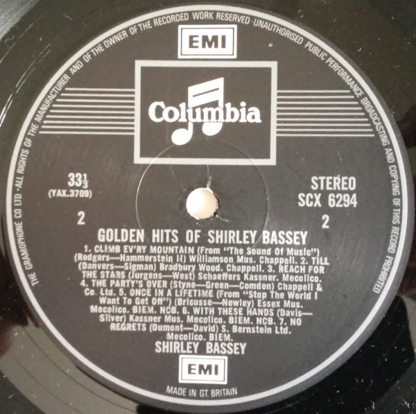 Shirley Bassey - Golden Hits Of - Used Vinyl Record image 4