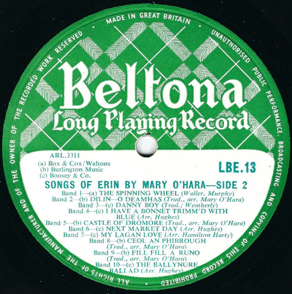 Mary O'Hara - Songs Of Erin - Used Vinyl Record image 4