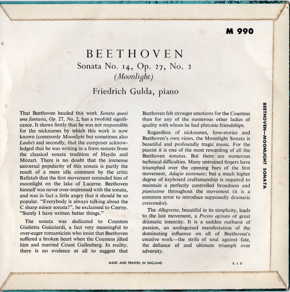 Ludwig van Beethoven - Sonata No.14 In C Sharp Minor, "Moonlight" - U image 2