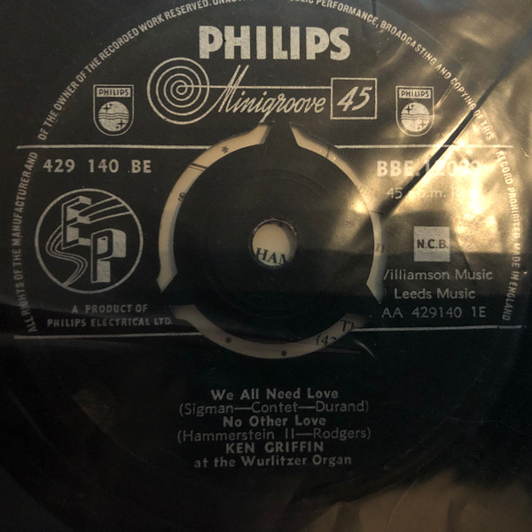 Ken Griffin - At The Organ - Used Vinyl Record 7" image 3