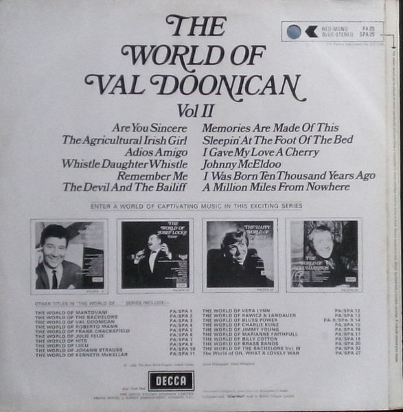 Val Doonican - World Of  Vol II - Used Vinyl Record image 2