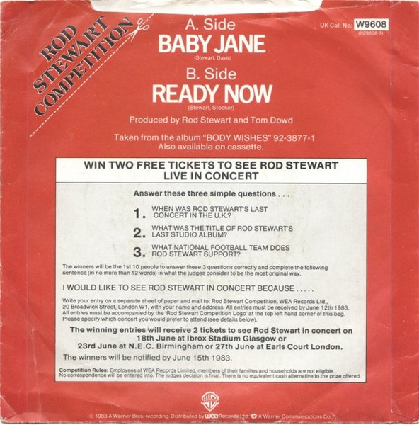 Rod Stewart - Baby Jane - Used Vinyl Record 7" image 2