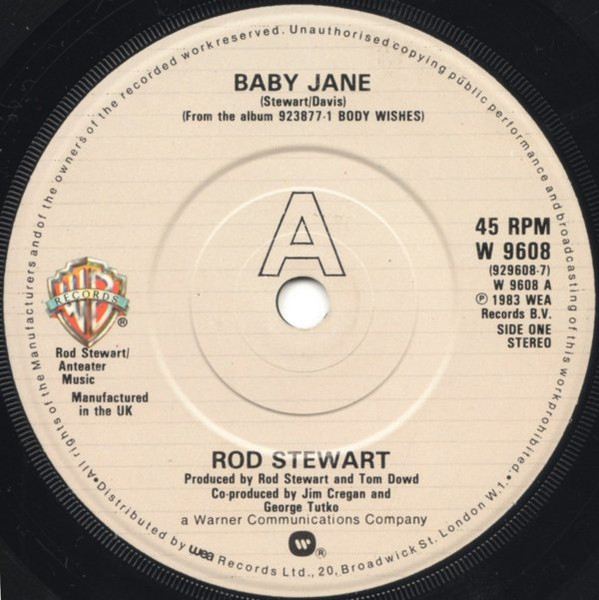 Rod Stewart - Baby Jane - Used Vinyl Record 7" image 3