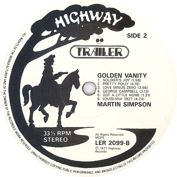 Martin Simpson - Golden Vanity - Used Vinyl Record image 2