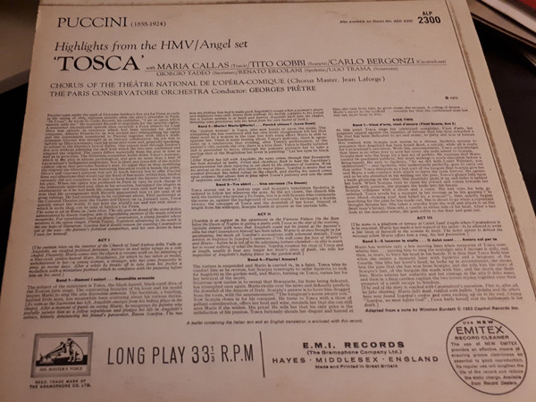 Maria Callas - Highlights From "Tosca" - Used Vinyl Record image 2