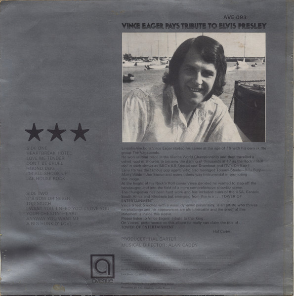 Vince Eager - Pays Tribute To Elvis Presley - Used Vinyl Record image 2
