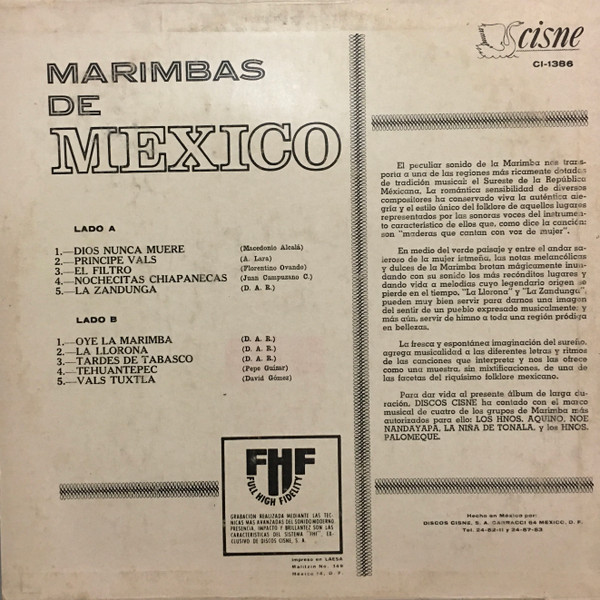Marimbas De Mexico - Used Vinyl Record image 2