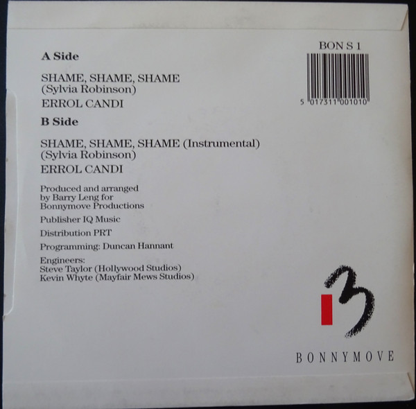 Errol Candi - Shame, Shame, Shame - Used Vinyl Record 7" image 2