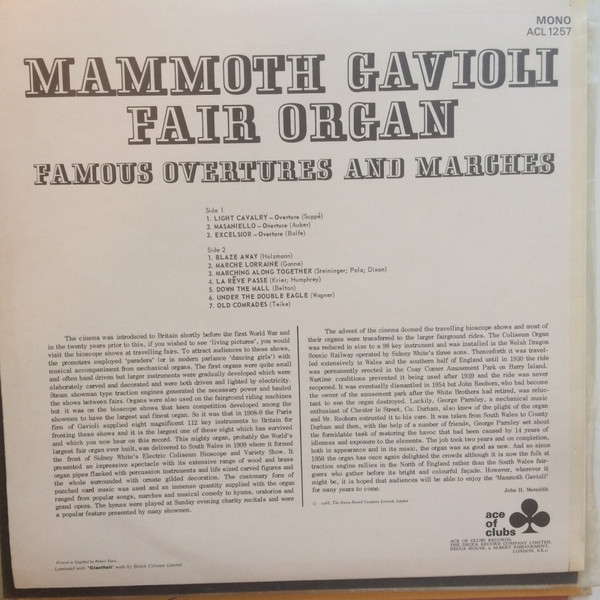 Mammoth Gavioli Fair - Famous Overtures And Marches - Used Vinyl Reco image 2