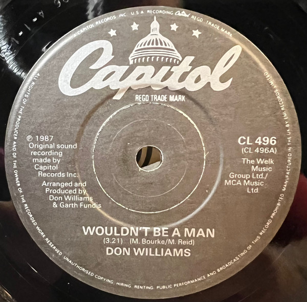 Don Williams - I Wouldn't Be A Man - Used Vinyl Record 7" image 3