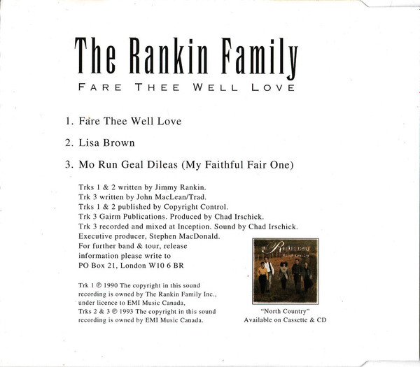 Rankin Family - Fare Thee Well Love - Used CD image 2