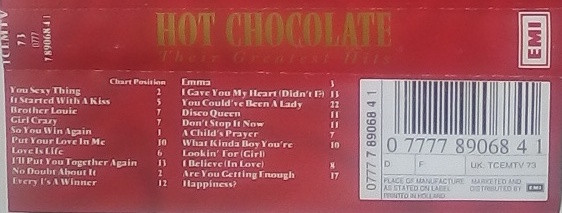 Hot Chocolate - ir Greatest Hits - Used Cassette image 2