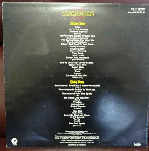 Osmonds - Live - Used Vinyl Record image 2