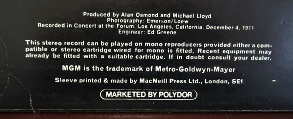 Osmonds - Live - Used Vinyl Record image 3