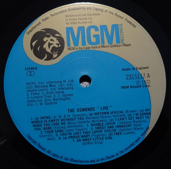 Osmonds - Live - Used Vinyl Record image 5
