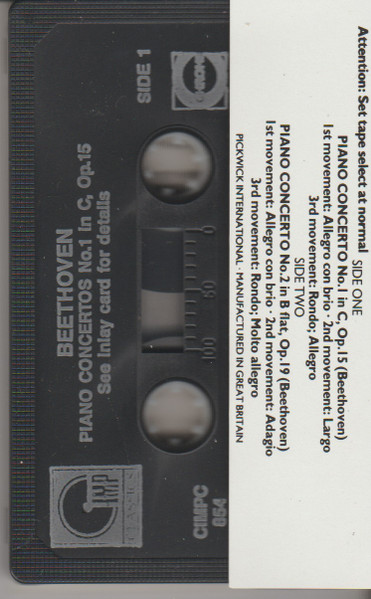 Ludwig van Beethoven - Piano Concertos Nr 1 & 2 - Used Cassette image 2