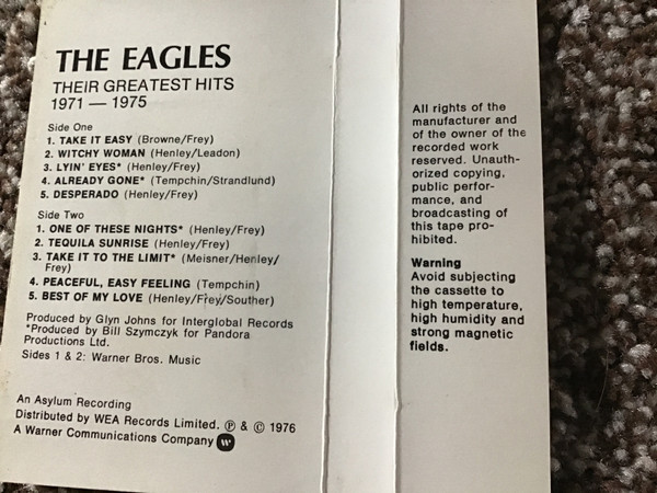Eagles - ir Greatest Hits 1971-1975 - Used Cassette image 2