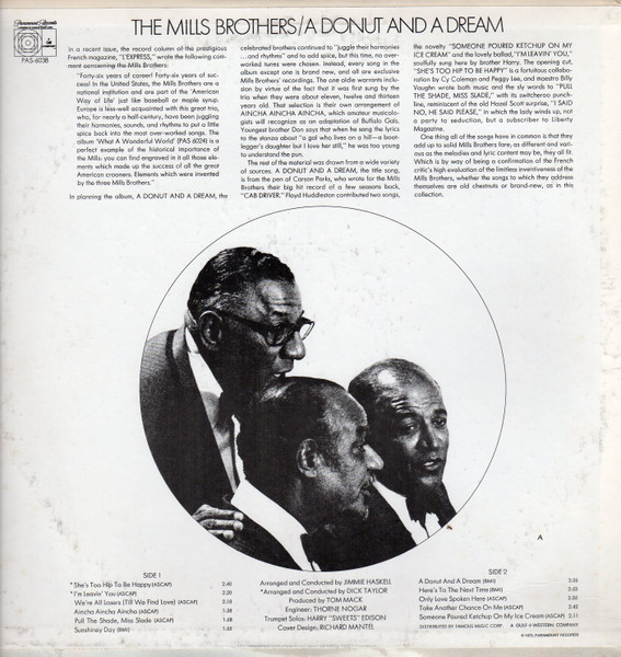 Mills Brothers - A Donut And A Dream - Used Vinyl Record image 2
