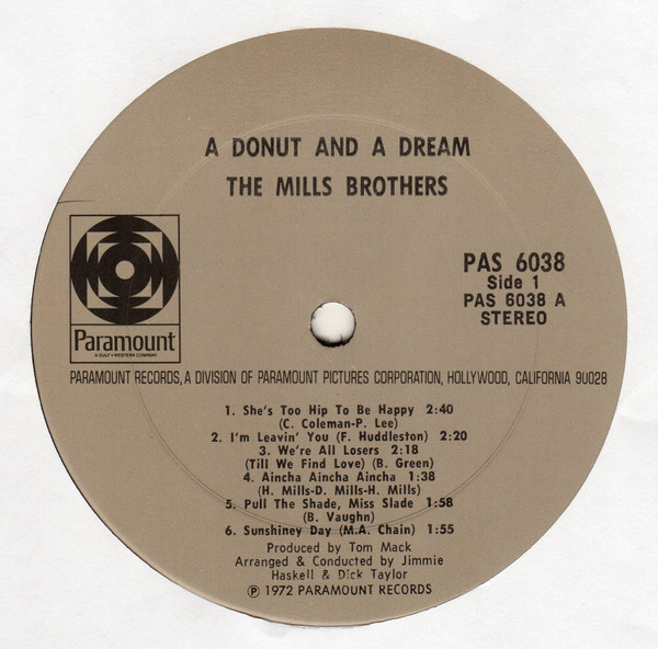 Mills Brothers - A Donut And A Dream - Used Vinyl Record image 3